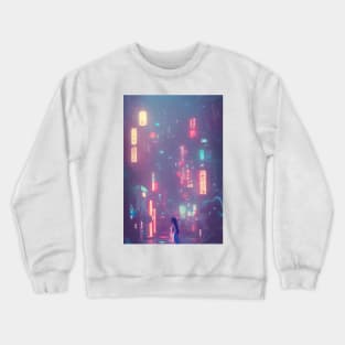 Cute Anime Girl in Tokyo Neon Japan <3 Crewneck Sweatshirt